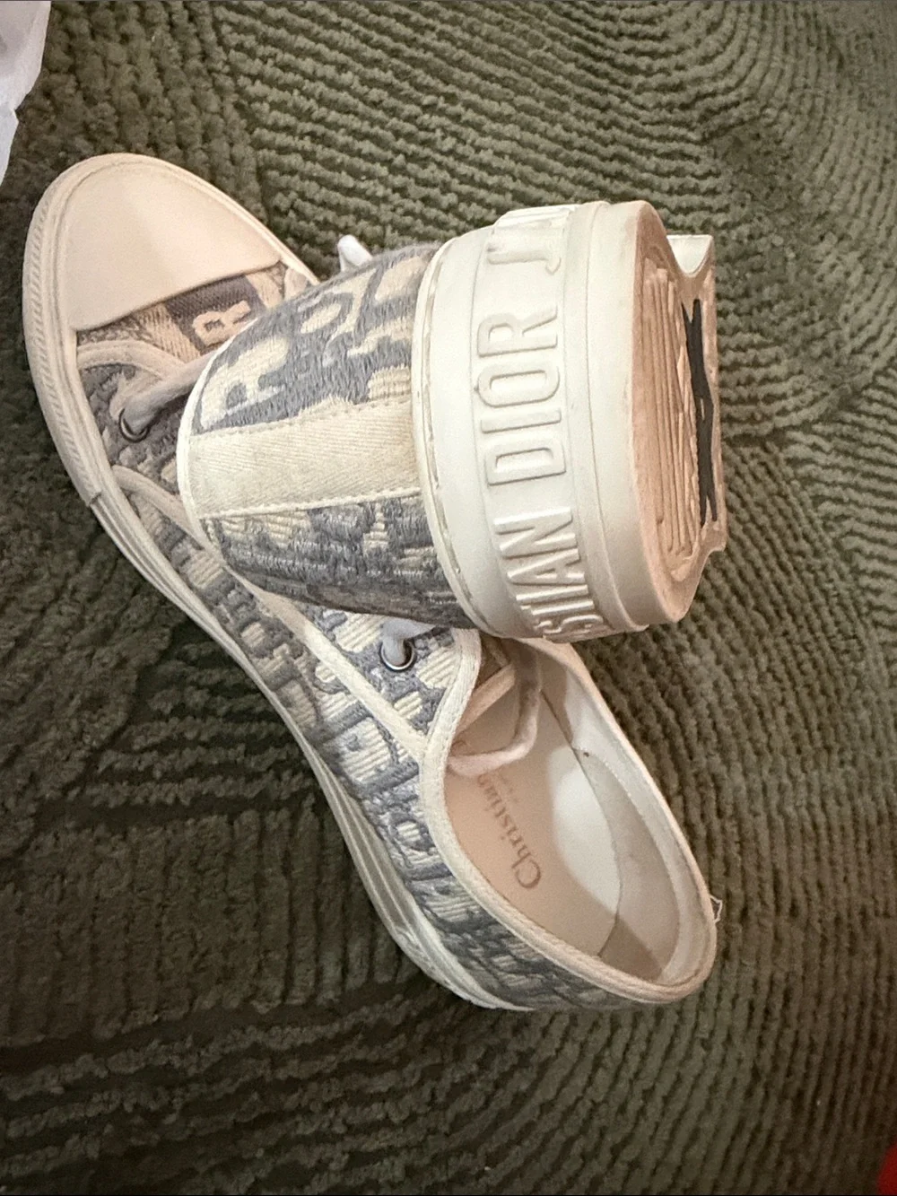 Dior Gray/Off White Canvas Sneakers